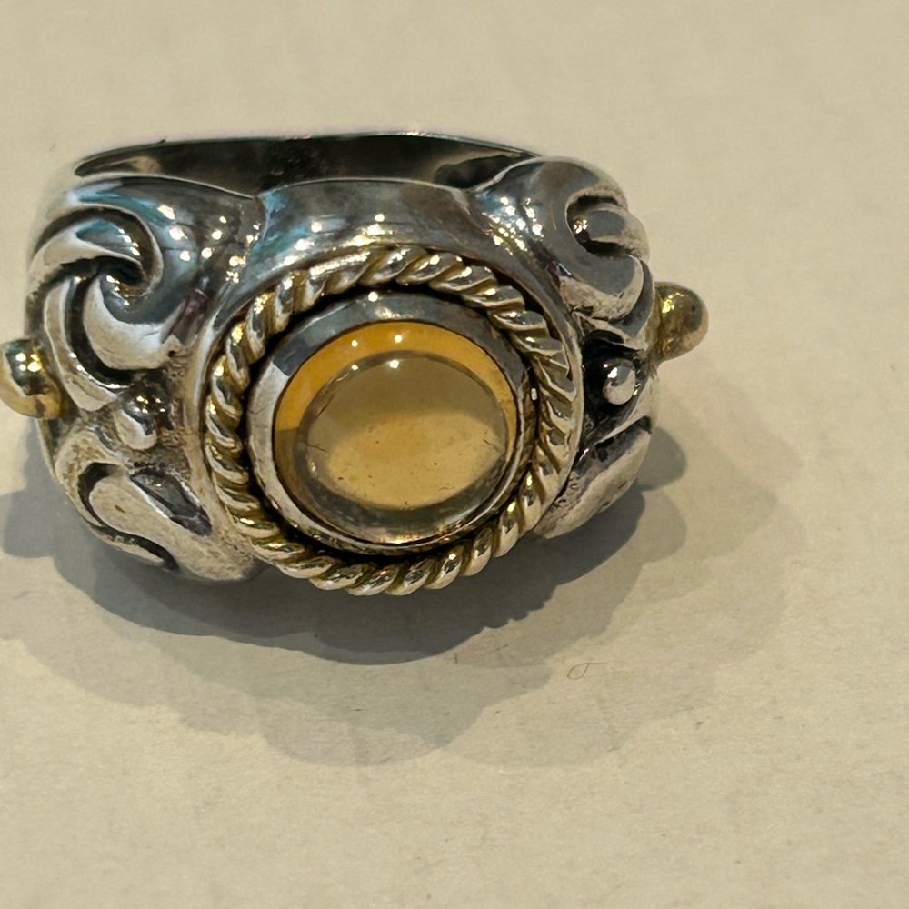 Sterling Silver Statement Ring With Citrine Center - image 1